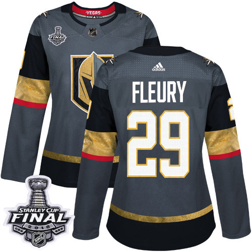 Adidas Golden Knights #29 Marc-Andre Fleury Grey Home Authentic 2018 Stanley Cup Final Women's Stitched NHL Jersey