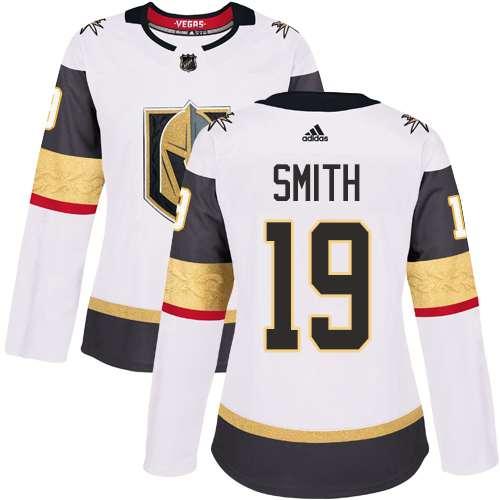 Adidas Golden Knights #19 Reilly Smith White Road Authentic Women's Stitched NHL Jersey