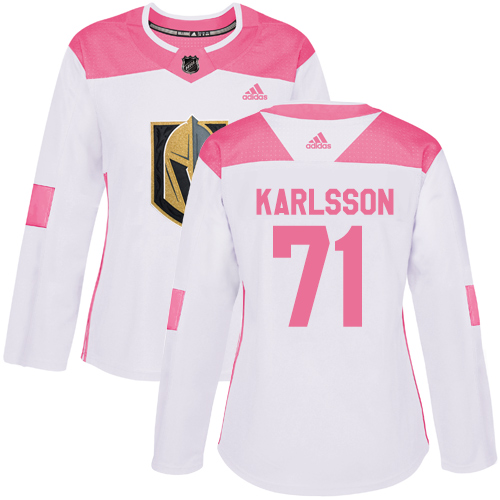 Adidas Golden Knights #71 William Karlsson White/Pink Authentic Fashion Women's Stitched NHL Jersey