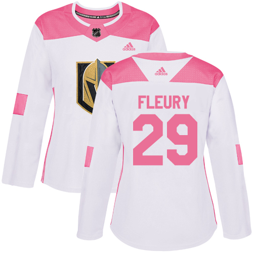 Adidas Golden Knights #29 Marc-Andre Fleury White/Pink Authentic Fashion Women's Stitched NHL Jersey