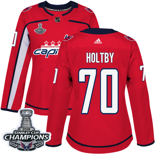 Adidas Capitals #70 Braden Holtby Red Home Authentic Stanley Cup Final Champions Women's Stitched NHL Jersey