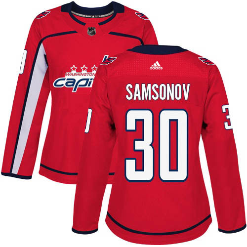 Adidas Capitals #30 Ilya Samsonov Red Home Authentic Women's Stitched NHL Jersey