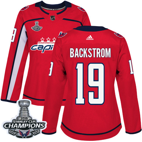 Adidas Capitals #19 Nicklas Backstrom Red Home Authentic Stanley Cup Final Champions Women's Stitched NHL Jersey
