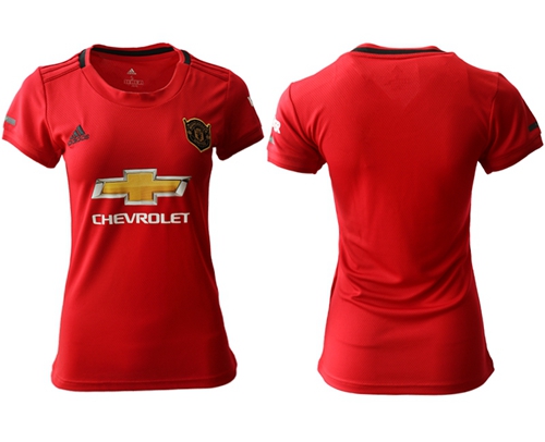 Women's Manchester United Blank Red Home Soccer Club Jersey