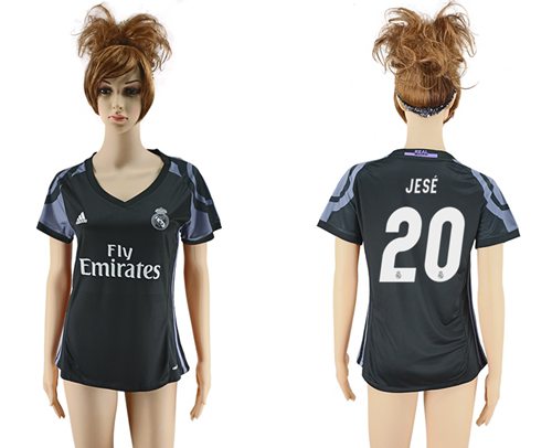 Women's Real Madrid #20 Jese Sec Away Soccer Club Jersey