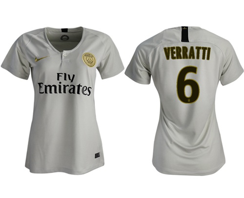 Women's Paris Saint-Germain #6 Verratti Away Soccer Club Jersey