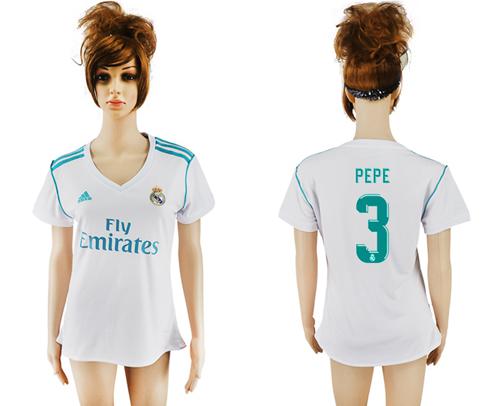 Women's Real Madrid #3 Pepe Home Soccer Club Jersey