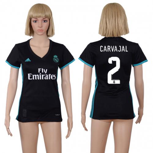 Women's Real Madrid #2 Carvajal Away Soccer Club Jersey