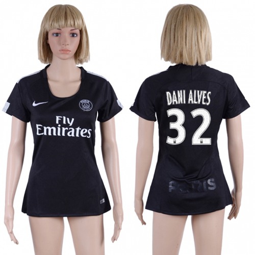Women's Paris Saint-Germain #32 Dani Alves Sec Away Soccer Club Jersey