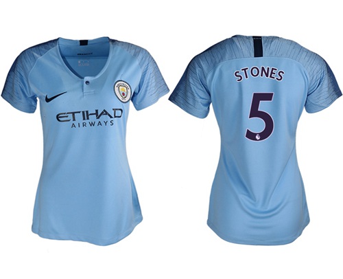 Women's Manchester City #5 Stones Home Soccer Club Jersey