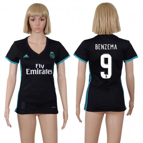 Women's Real Madrid #9 Benzema Away Soccer Club Jersey