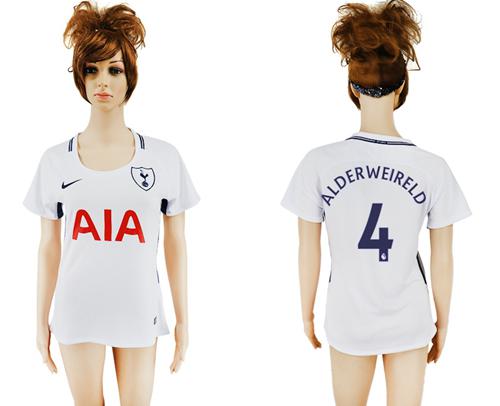 Women's Tottenham Hotspur #4 Alderweireld Home Soccer Club Jersey