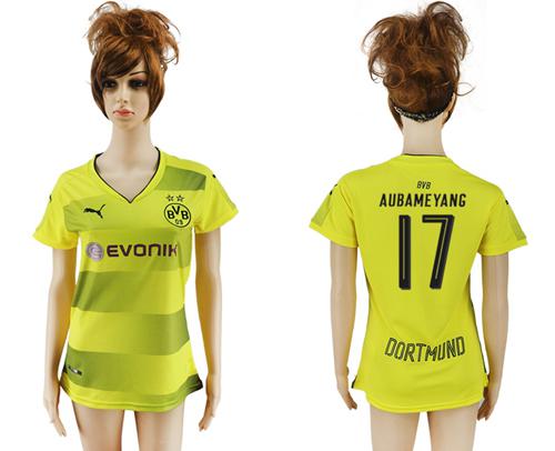 Women's Dortmund #17 Aubameyang Home Soccer Club Jersey