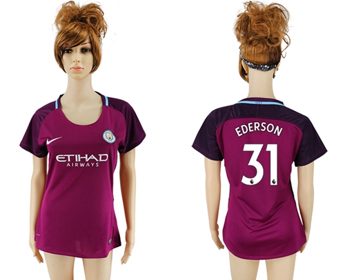 Women's Manchester City #31 Ederson Away Soccer Club Jersey