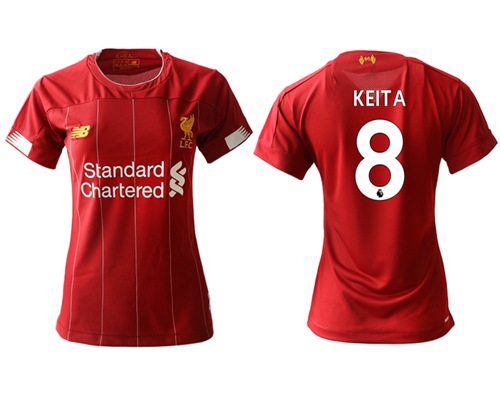 Women's Liverpool #8 Keita Red Home Soccer Club Jersey