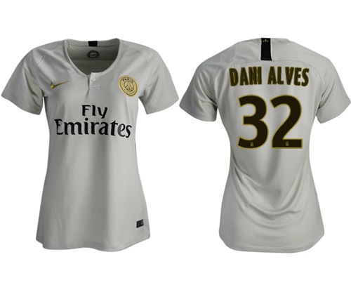 Women's Paris Saint-Germain #32 Dani Alves Away Soccer Club Jersey