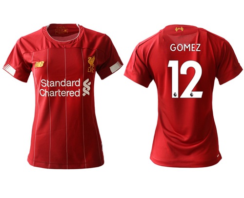 Women's Liverpool #12 Gomez Red Home Soccer Club Jersey