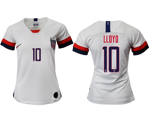 Women's USA #10 Lloyd Home Soccer Country Jersey