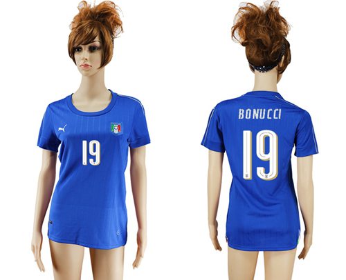 Women's Italy #19 Bonucci Home Soccer Country Jersey