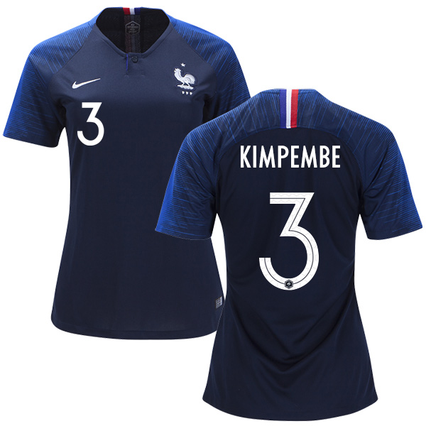 Women's France #3 Kimpembe Home Soccer Country Jersey