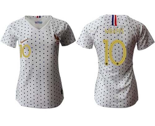 Women's France #10 Mbappe Away Soccer Country Jersey