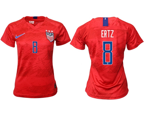 Women's USA #8 Ertz Away Soccer Country Jersey