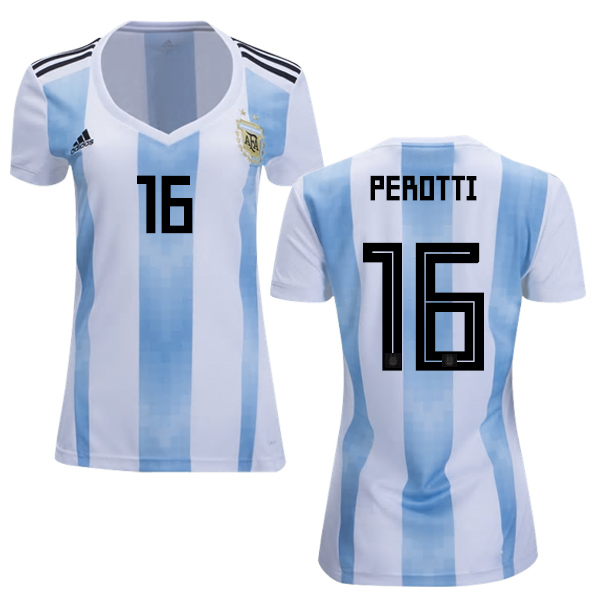 Women's Argentina #16 Perotti Home Soccer Country Jersey