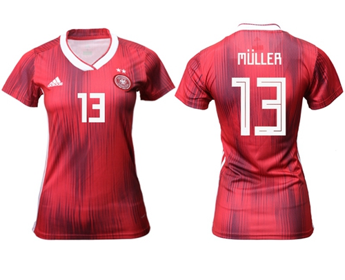 Women's Germany #13 Muller Away Soccer Country Jersey