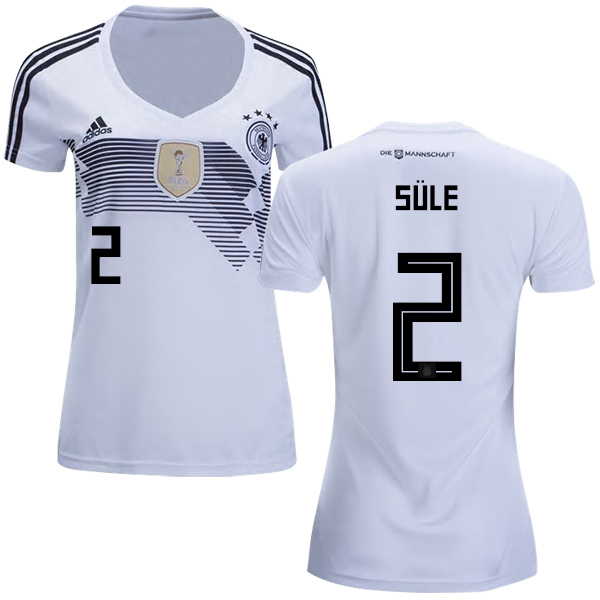 Women's Germany #2 Sule White Home Soccer Country Jersey