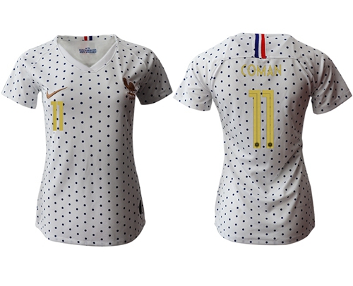 Women's France #11 Coman Away Soccer Country Jersey
