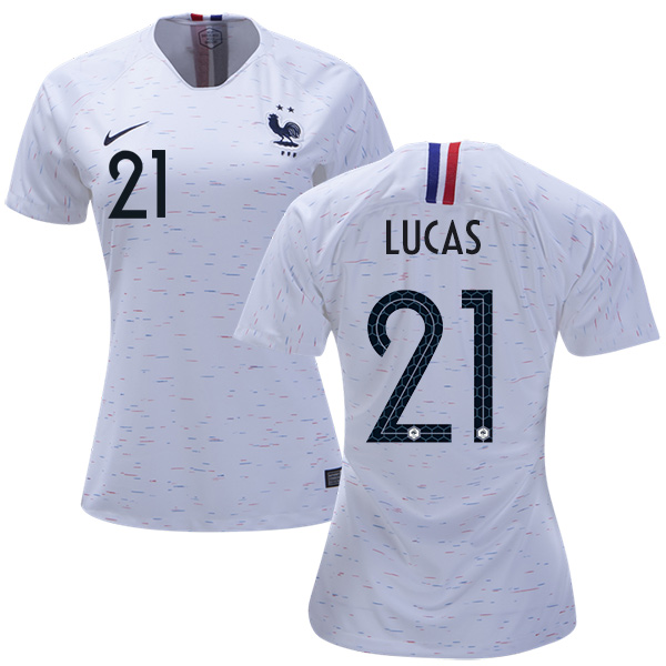 Women's France #21 Lucas Away Soccer Country Jersey