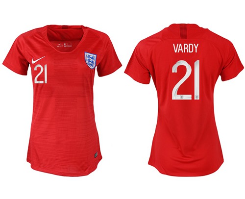 Women's England #21 Vardy Away Soccer Country Jersey