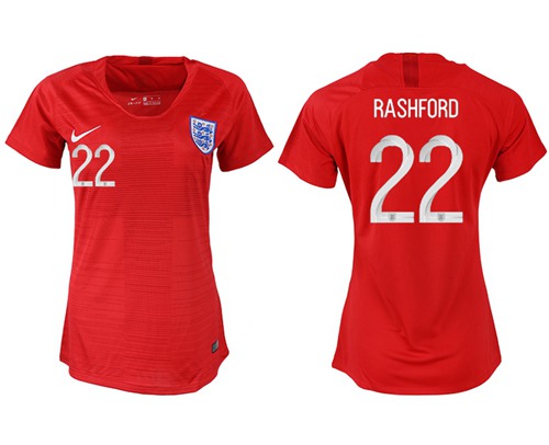 Women's England #22 Rashford Away Soccer Country Jersey