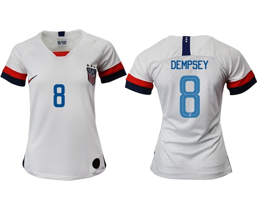 Women's USA #8 Dempsey Home Soccer Country Jersey