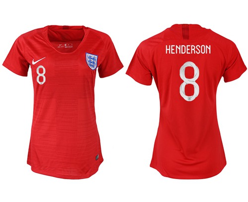 Women's England #8 Henderson Away Soccer Country Jersey