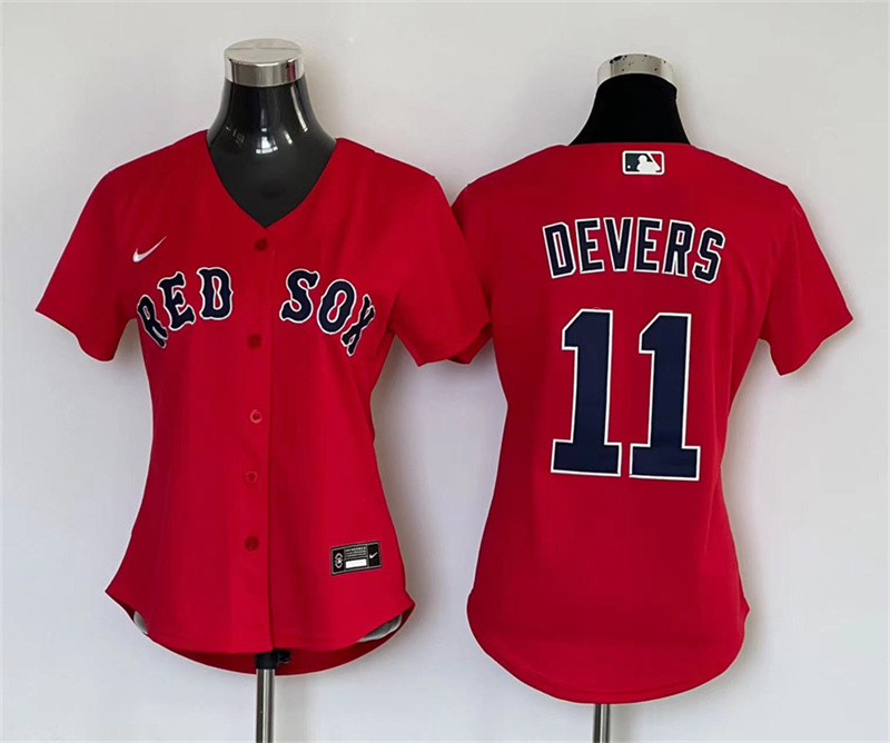 Women's Boston Red Sox #11 Rafael Devers Red Cool Base Stitched Jersey(Run Small)