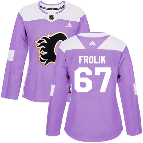 Women's Calgary Flames Custom Purple Fights Cancer Stitched Jersey