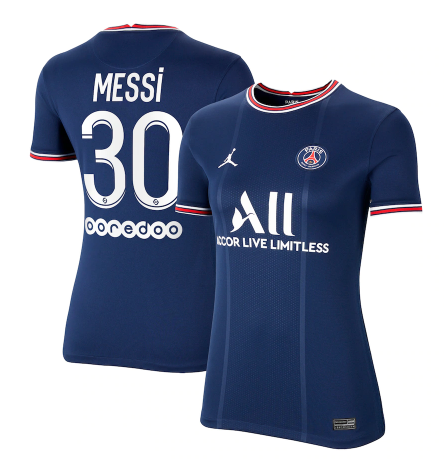 Women's Paris Saint-Germain #30 Lionel Messi 2021/22 Blue Home Breathe Stadium Soccer Jersey
