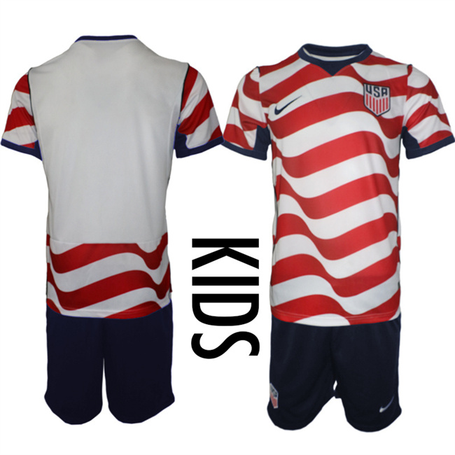 Youth United States Blank White/Red 2026 Home Soccer Jersey Suit