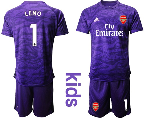 Arsenal #1 Leno Purple Goalkeeper Kid Soccer Club Jersey