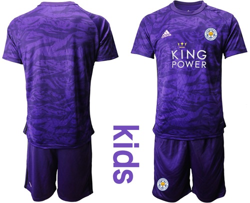 Leicester City Blank Purple Goalkeeper Kid Soccer Club Jersey