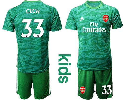Arsenal #33 Cech Green Goalkeeper Kid Soccer Club Jersey