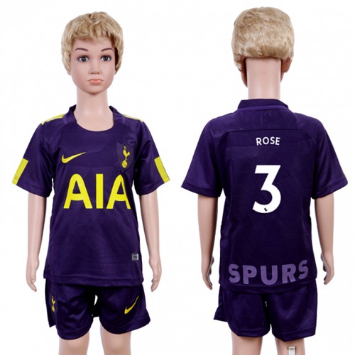 Tottenham Hotspur #3 Rose Sec Away Kid Soccer Club Jersey