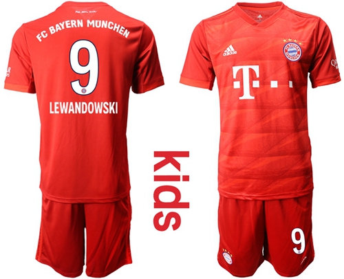 Bayern Munchen #9 Lewandowski Home Kid Soccer Club Jersey