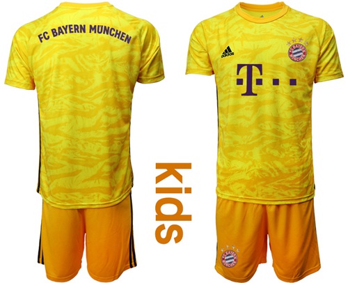 Bayern Munchen Blank Yellow Goalkeeper Kid Soccer Club Jersey