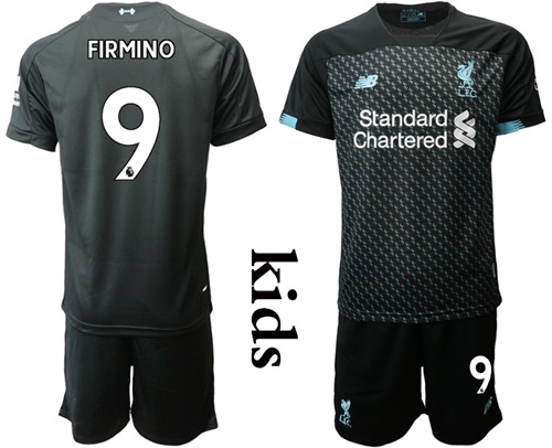 Liverpool #9 Firmino Third Kid Soccer Club Jersey