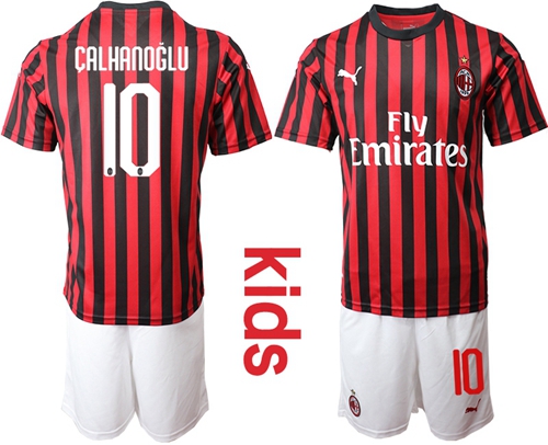 AC Milan #10 Calhanoglu Home Kid Soccer Club Jersey