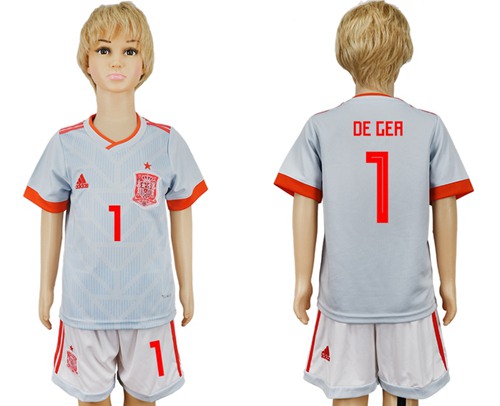Spain #1 De Gea Away Kid Soccer Country Jersey