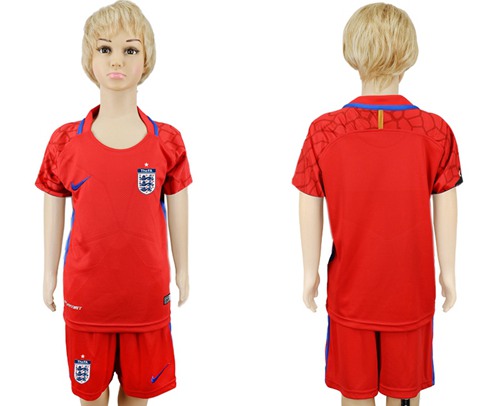 England Blank Red Goalkeeper Kid Soccer Country Jersey