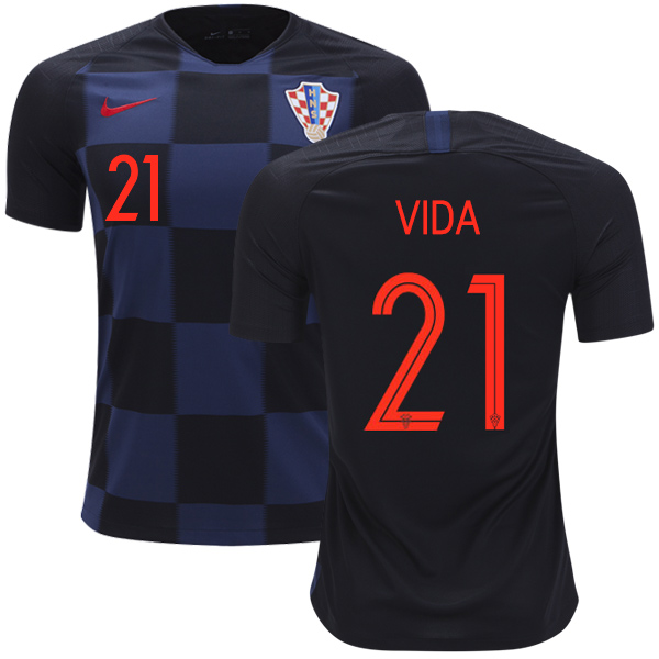 Croatia #21 Vida Away Kid Soccer Country Jersey